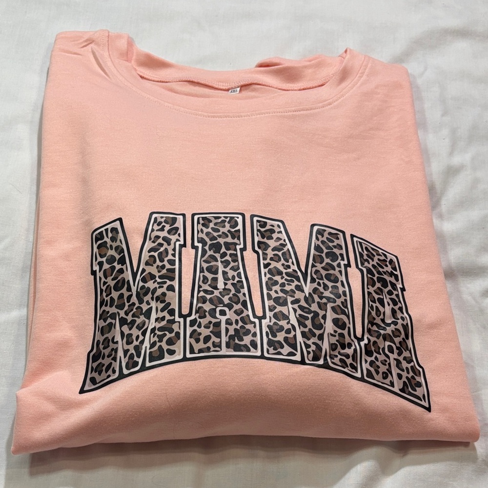 MAMA Graphic Oversized Crewneck Sweatshirt Pink 5X - Picture 2 of 8